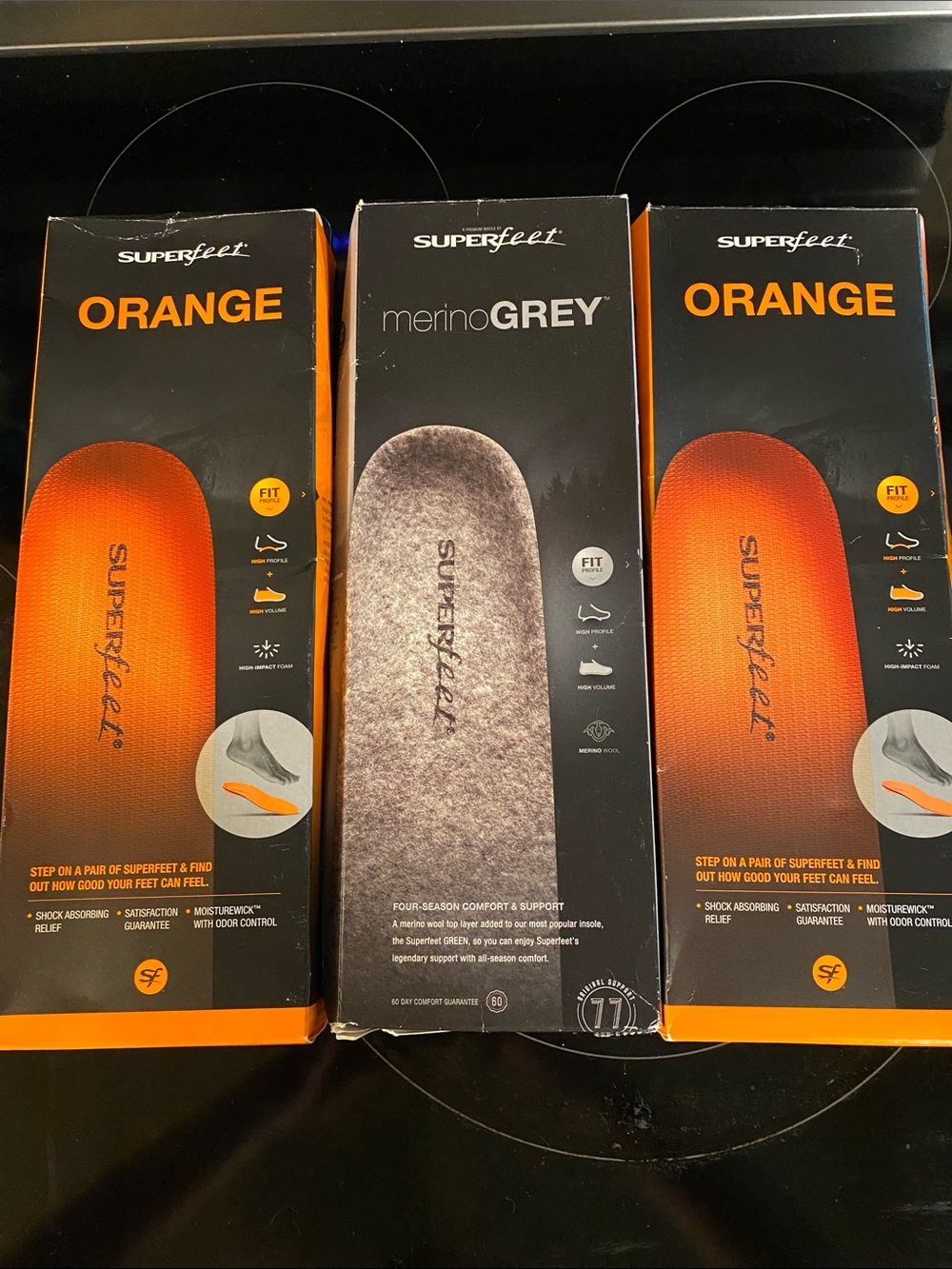 Superfeet insole Lot - Merino Wool & 2 Orange Never Used